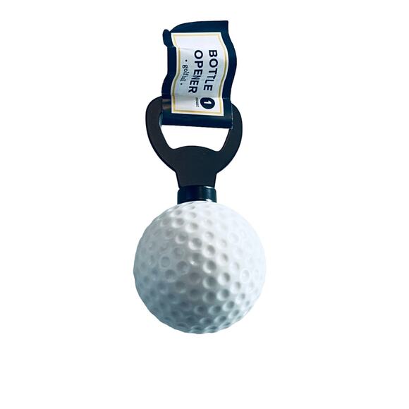 NEW Golf Ball BOTTLE OPENER 3.5” Black Metal White Sports Ball Bar Accessory NWT - Picture 3 of 4
